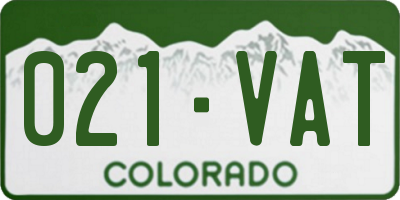 CO license plate 021VAT