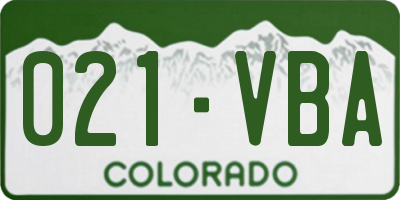 CO license plate 021VBA