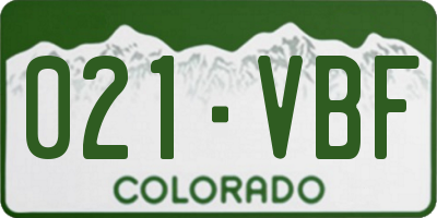 CO license plate 021VBF