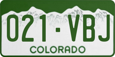 CO license plate 021VBJ