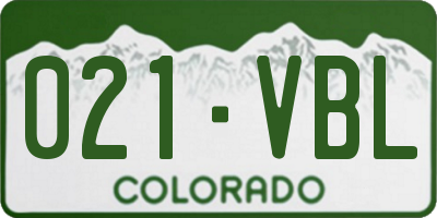 CO license plate 021VBL