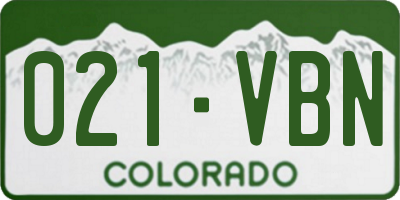 CO license plate 021VBN