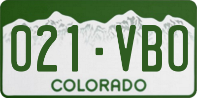 CO license plate 021VBO