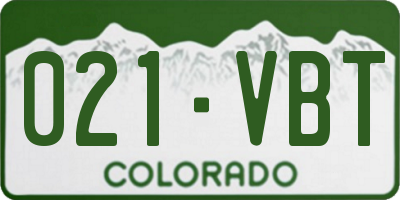 CO license plate 021VBT