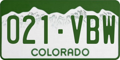 CO license plate 021VBW