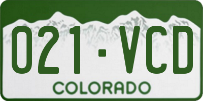 CO license plate 021VCD