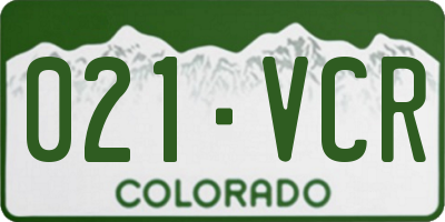 CO license plate 021VCR