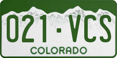 CO license plate 021VCS