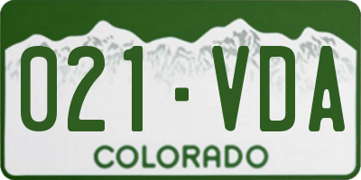 CO license plate 021VDA