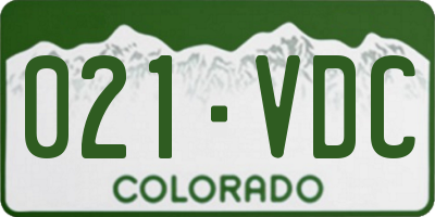 CO license plate 021VDC