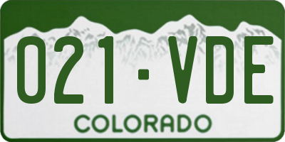 CO license plate 021VDE