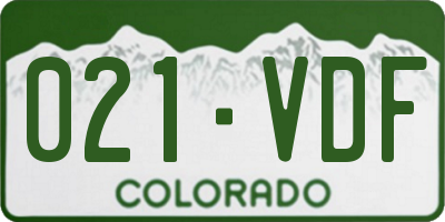 CO license plate 021VDF