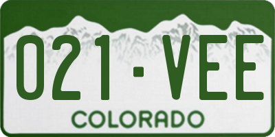 CO license plate 021VEE