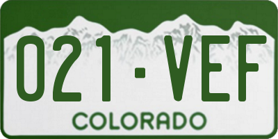 CO license plate 021VEF