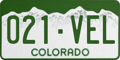 CO license plate 021VEL