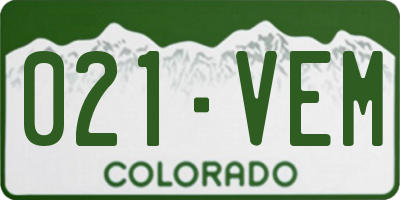 CO license plate 021VEM