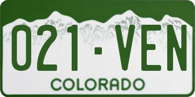 CO license plate 021VEN
