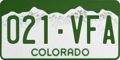 CO license plate 021VFA