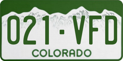 CO license plate 021VFD
