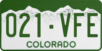 CO license plate 021VFE