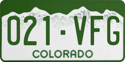 CO license plate 021VFG