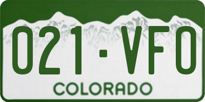 CO license plate 021VFO