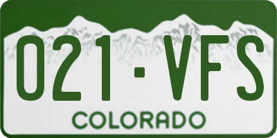 CO license plate 021VFS