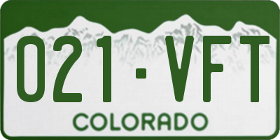 CO license plate 021VFT