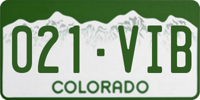 CO license plate 021VIB