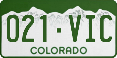 CO license plate 021VIC