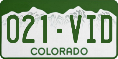 CO license plate 021VID