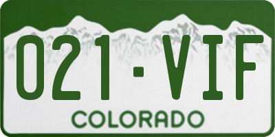 CO license plate 021VIF