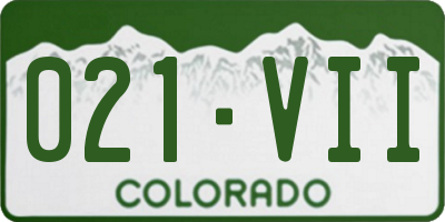 CO license plate 021VII
