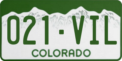 CO license plate 021VIL