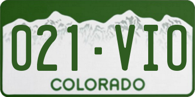 CO license plate 021VIO