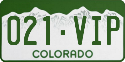 CO license plate 021VIP