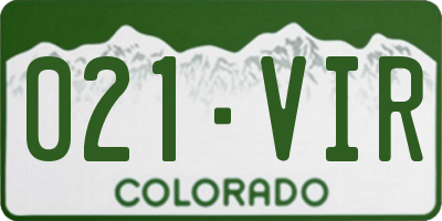 CO license plate 021VIR