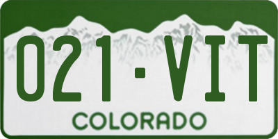CO license plate 021VIT