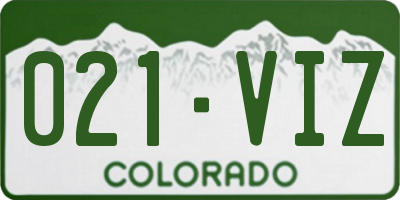 CO license plate 021VIZ