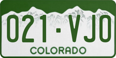 CO license plate 021VJO