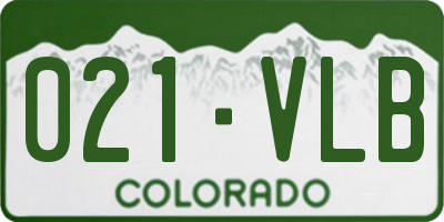 CO license plate 021VLB