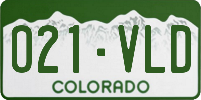 CO license plate 021VLD