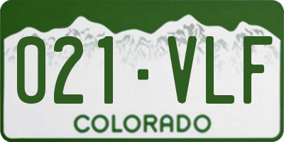 CO license plate 021VLF