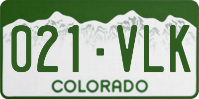 CO license plate 021VLK
