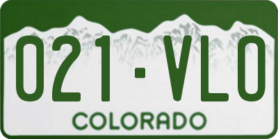 CO license plate 021VLO
