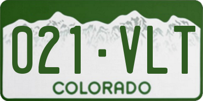 CO license plate 021VLT