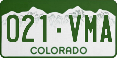 CO license plate 021VMA