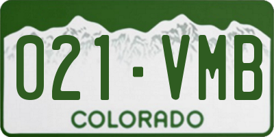 CO license plate 021VMB
