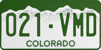 CO license plate 021VMD