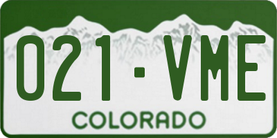 CO license plate 021VME